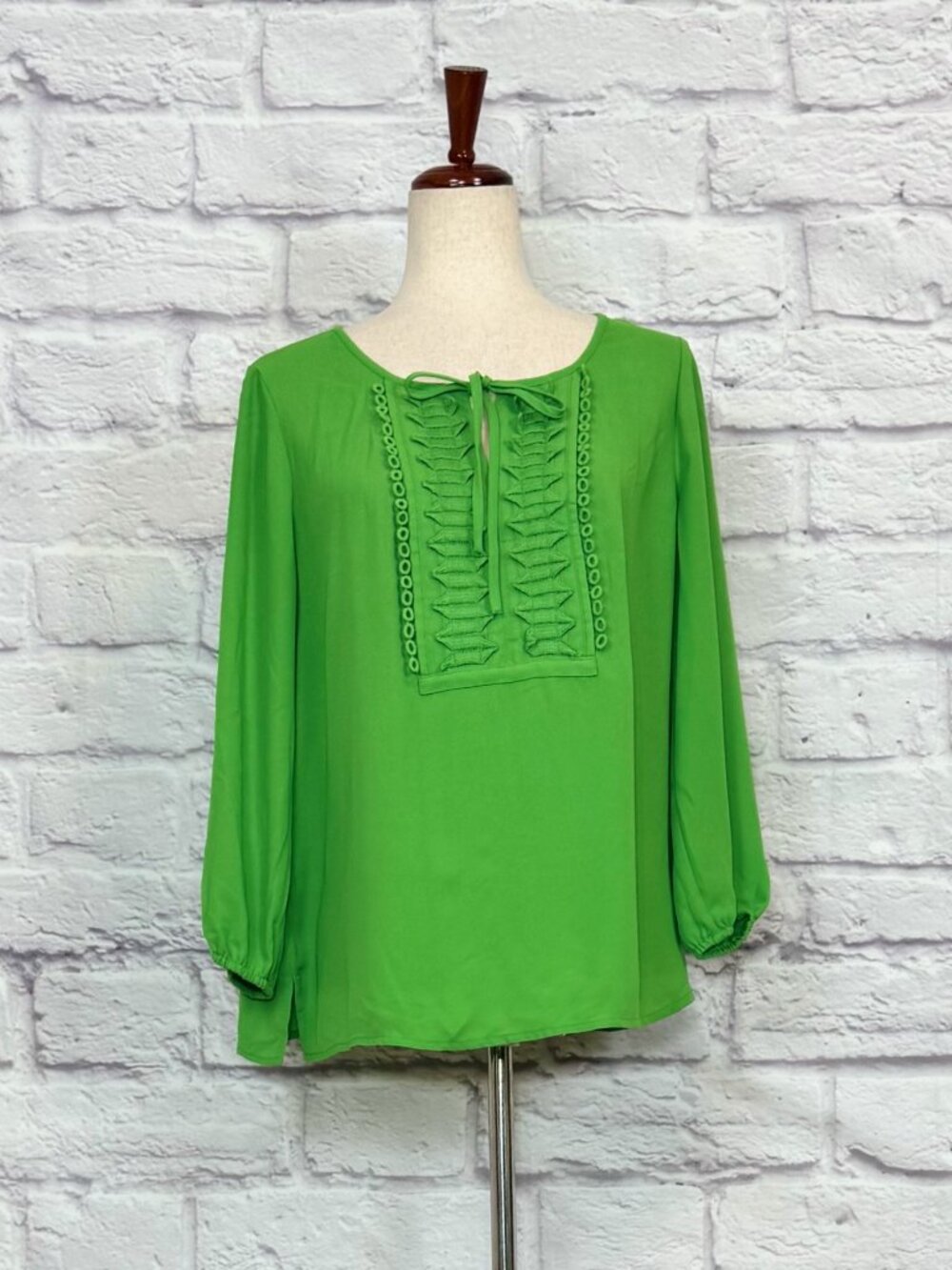 Charter Club Green Embroidered Peasant Top